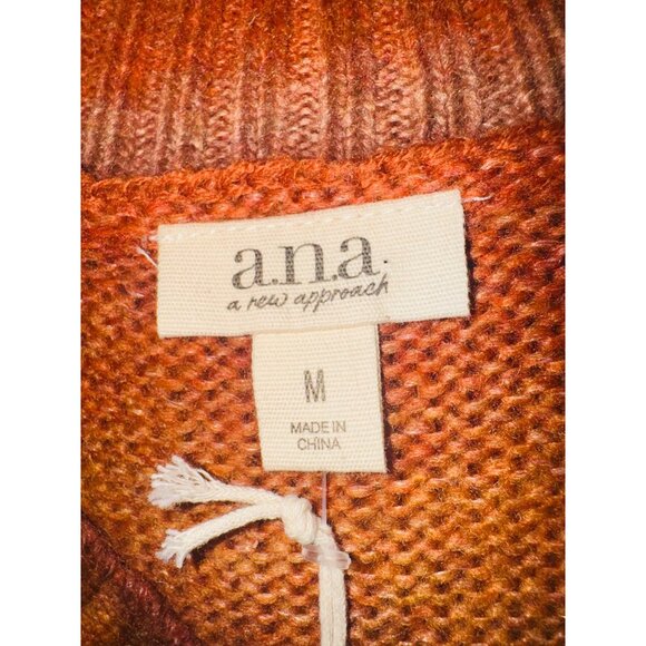 New A.n.a Womens V-Neck Soft Ombre Orange Brown Sweater M Retro Hippie Boho Y2K - Picture 7 of 10